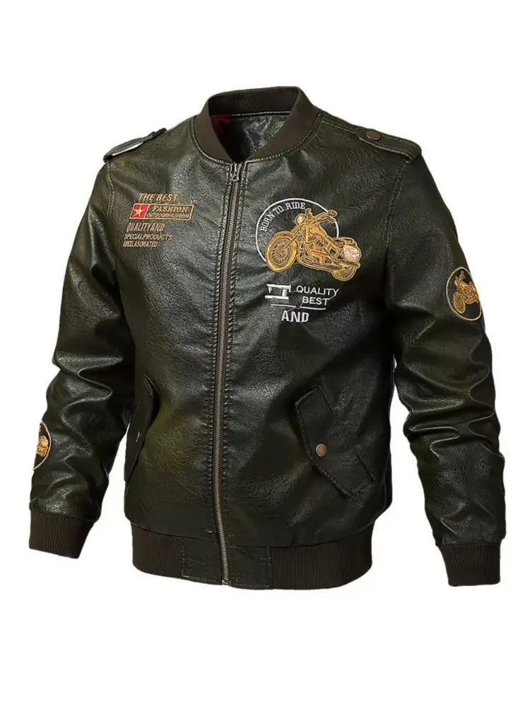 Men’s Plus Size Zip Up Long Sleeve Motorcycle Jacket