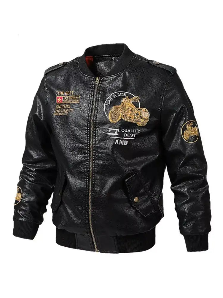 Men’s Plus Size Zip Up Long Sleeve Motorcycle Jacket