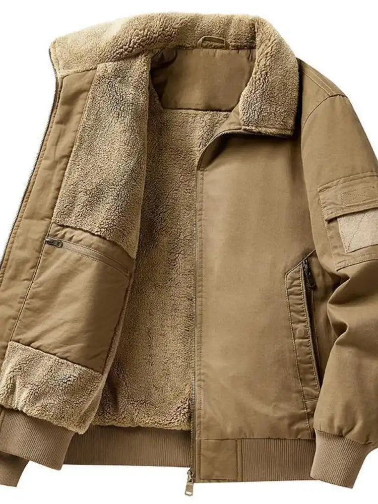 Men’s Plus Size Zip Up Long Sleeve Sherpa Jacket