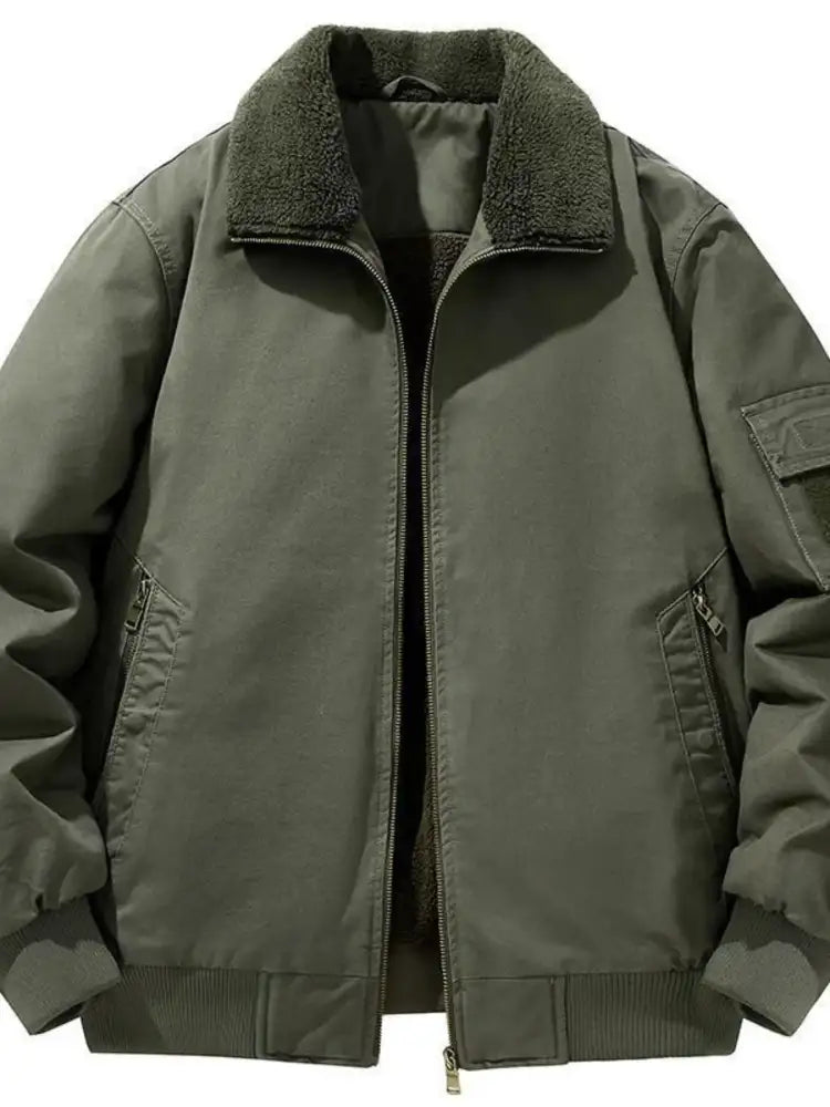 Men’s Plus Size Zip Up Long Sleeve Sherpa Jacket