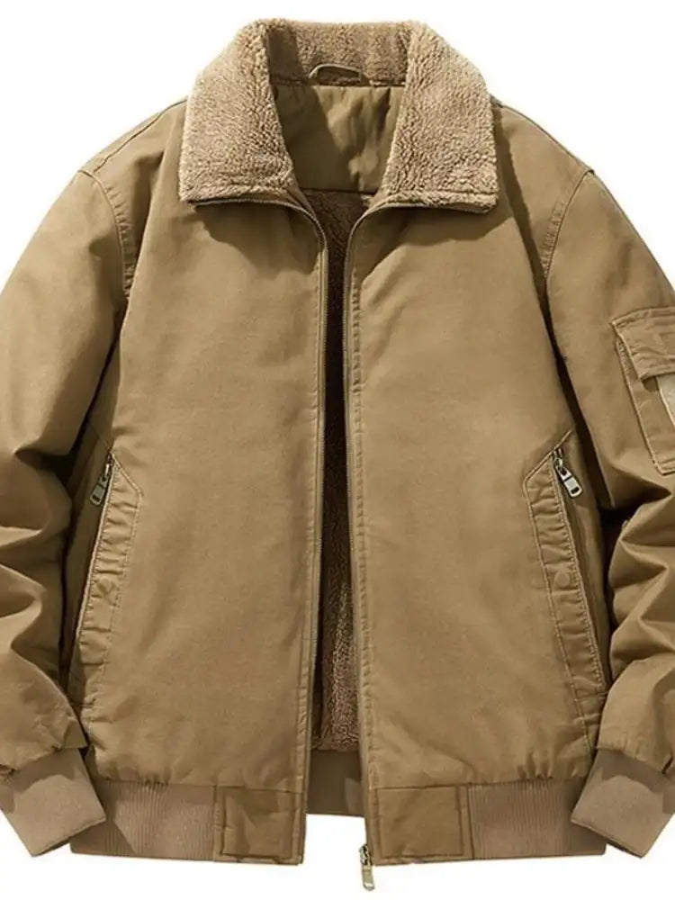 Men’s Plus Size Zip Up Long Sleeve Sherpa Jacket