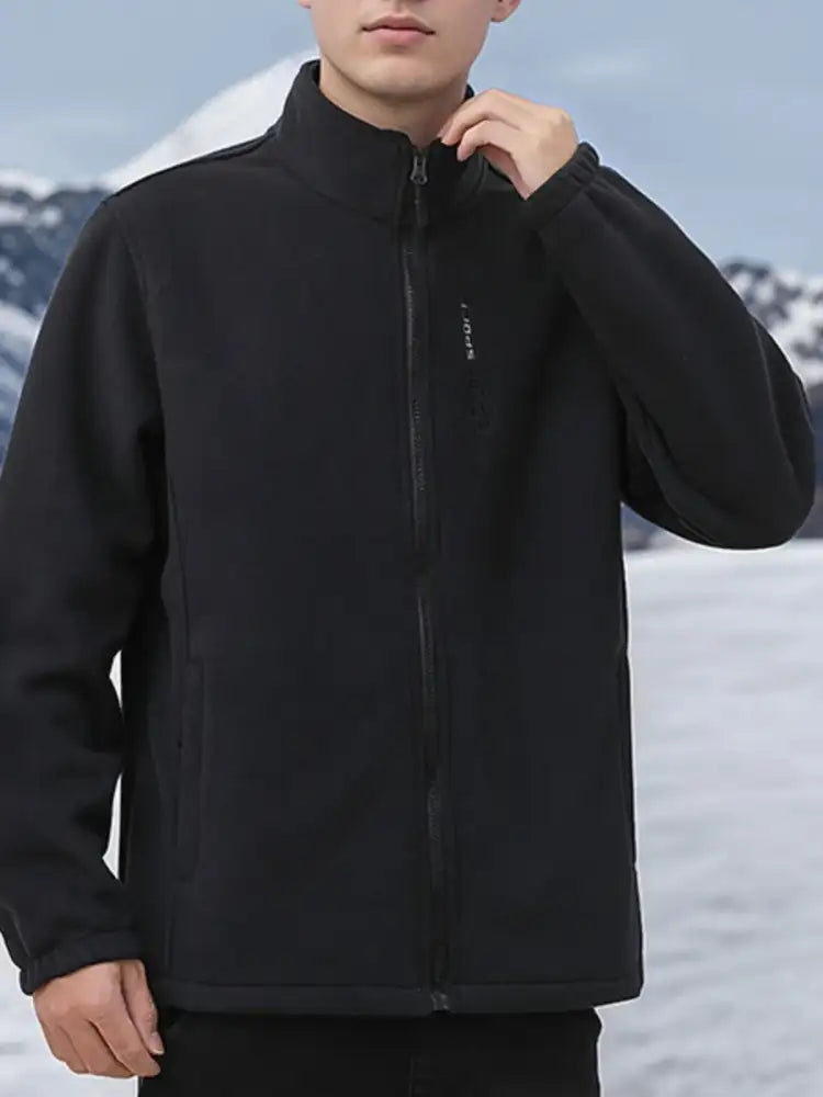 Men’s Plus Size Zip Up Thermal Fleece Jacket