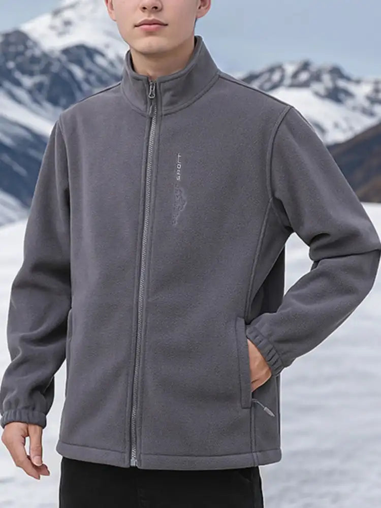 Men’s Plus Size Zip Up Thermal Fleece Jacket