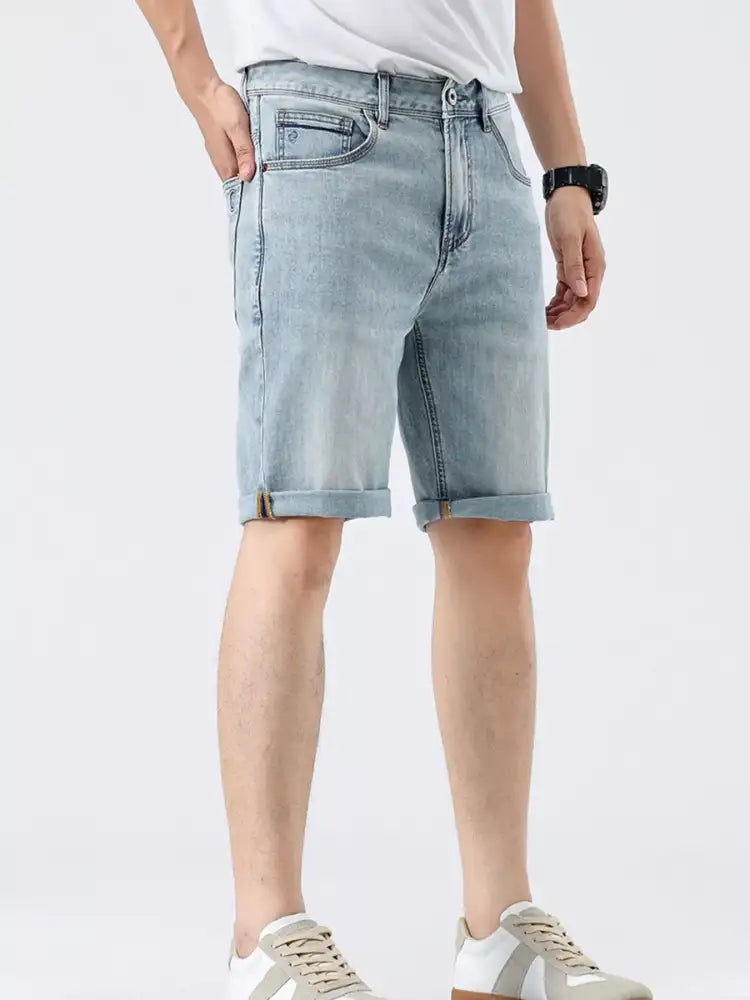 Men’s Pocketed Wash Denim Shorts