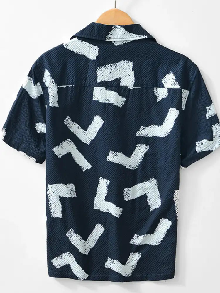 Men’s Printed Button Up Short Sleeve Shirt