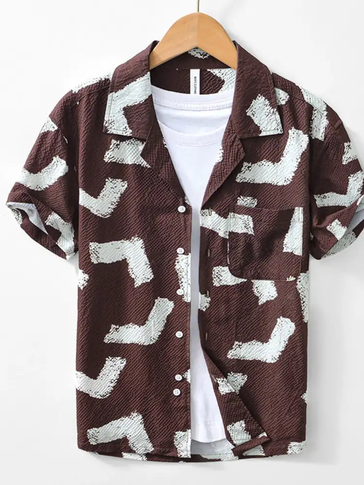 Men’s Printed Button Up Short Sleeve Shirt