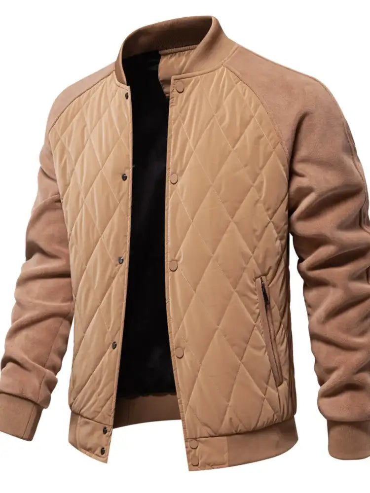 Men’s Quilted Snap Down Long Sleeve Jacket