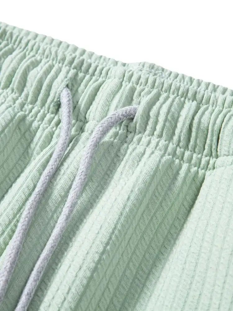 Men’s Ribbed Short Sleeve Shirt and Shorts Set