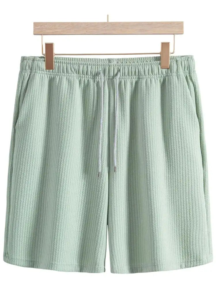 Men’s Ribbed Short Sleeve Shirt and Shorts Set