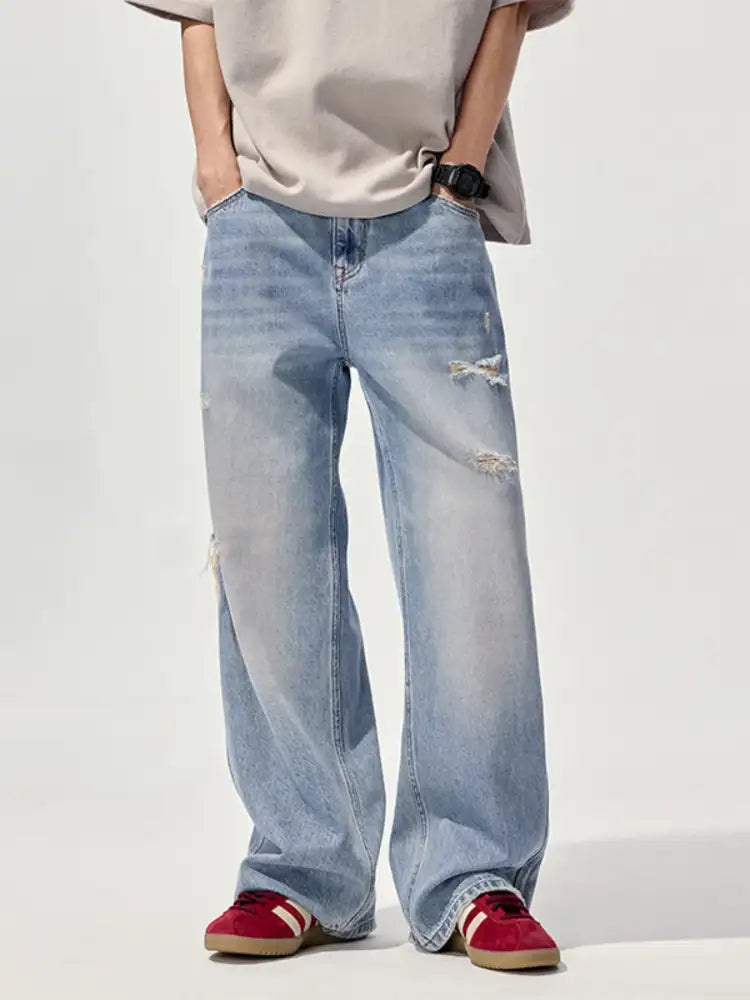 Men’s Ripped Wide Leg Jeans