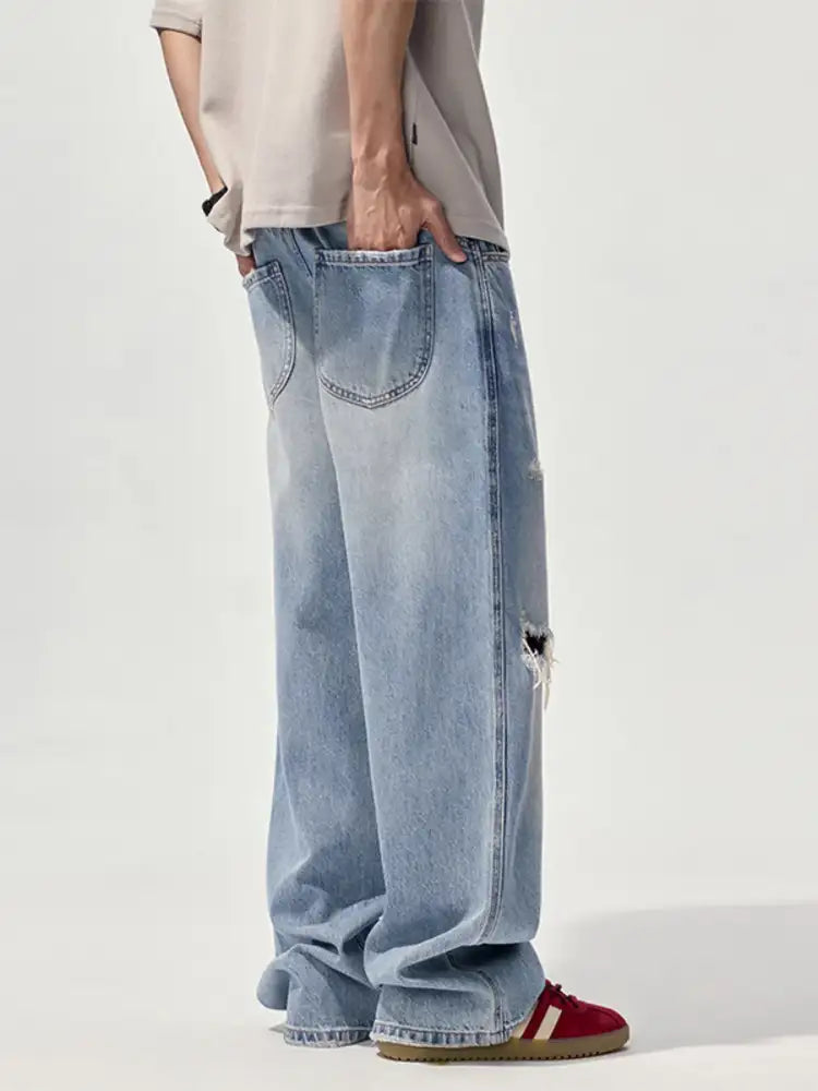 Men’s Ripped Wide Leg Jeans