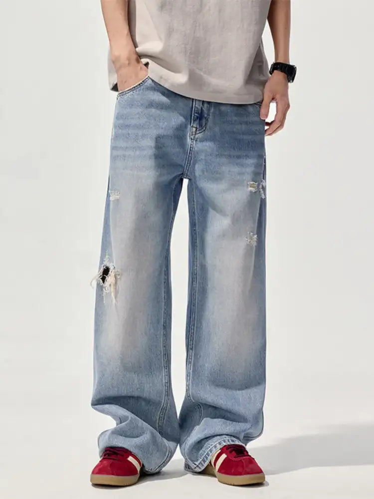 Men’s Ripped Wide Leg Jeans