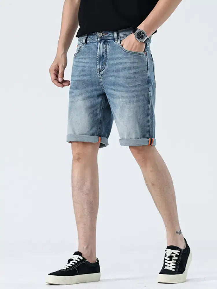 Men’s Rolled Hem Casual Denim Shorts