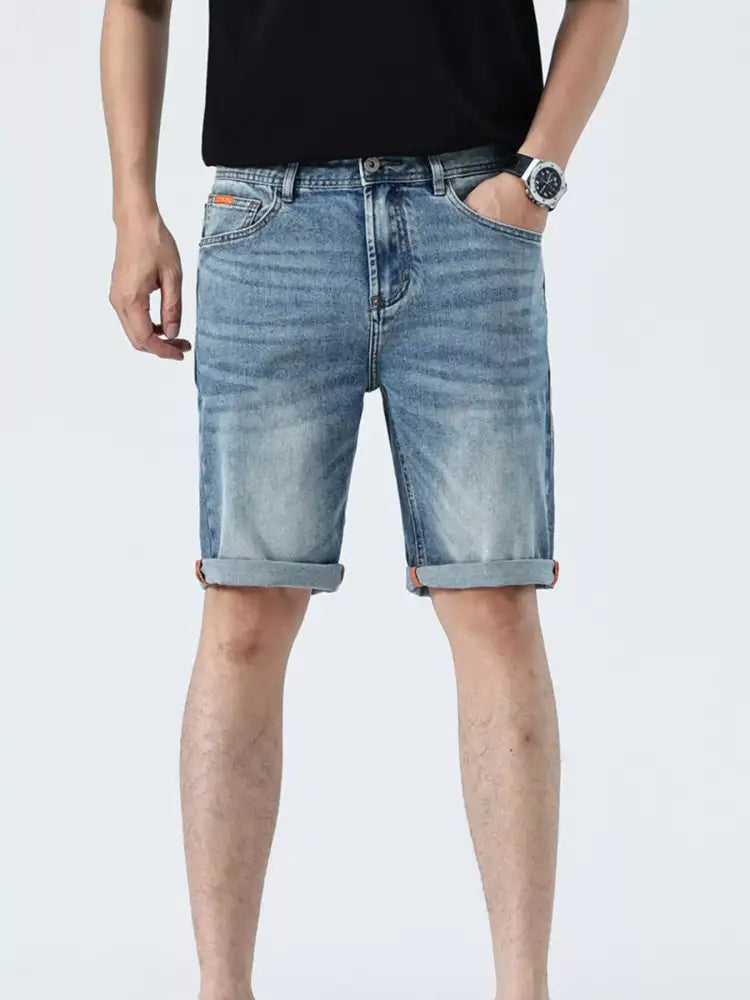 Men’s Rolled Hem Casual Denim Shorts