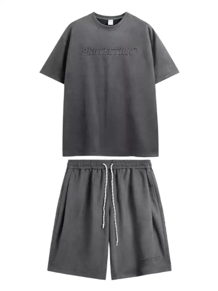 Men’s Round Neck Short Sleeve Top and Shorts Set