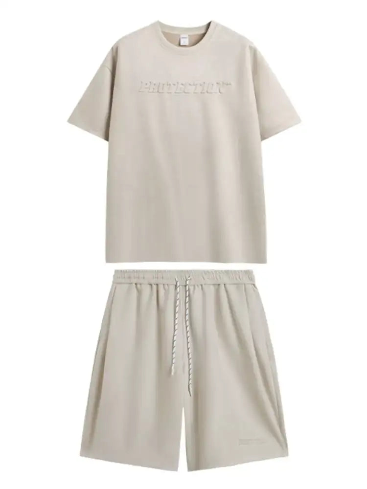 Men’s Round Neck Short Sleeve Top and Shorts Set