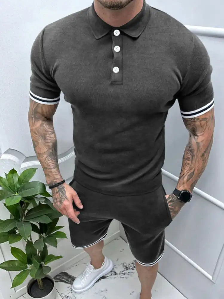 Men’s Short Sleeve Polo and Shorts Set