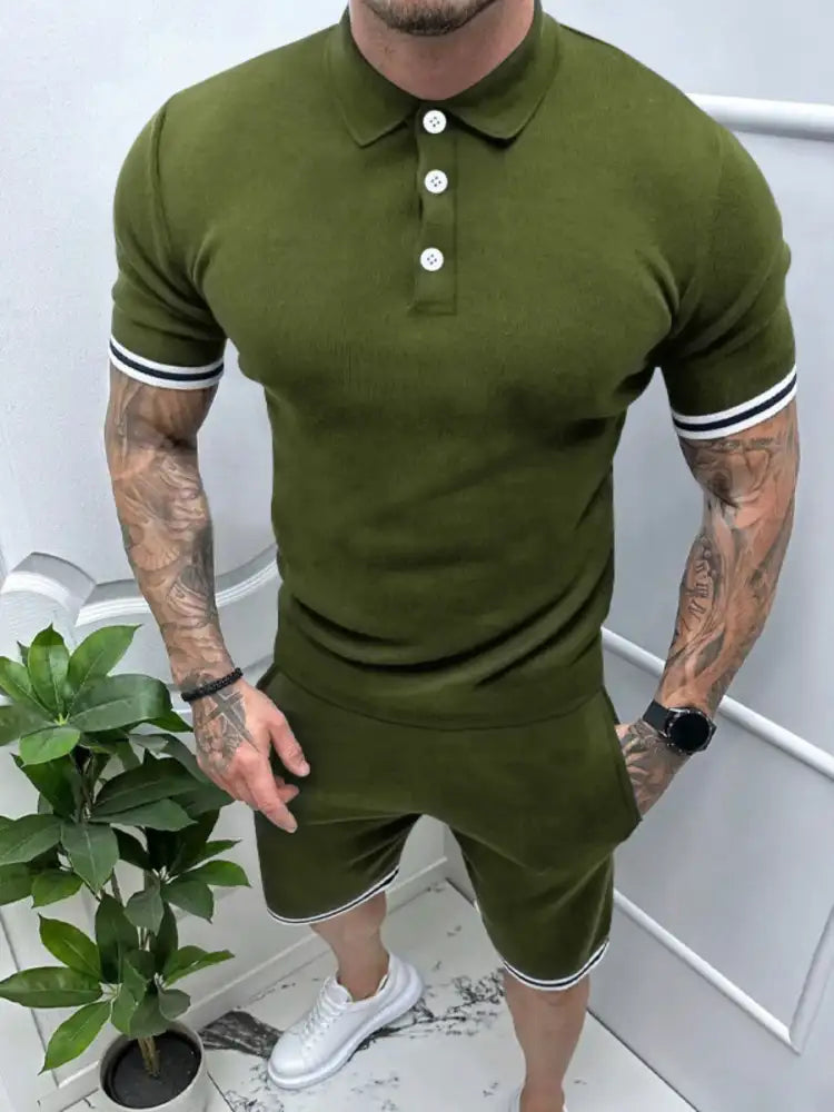 Men’s Short Sleeve Polo and Shorts Set