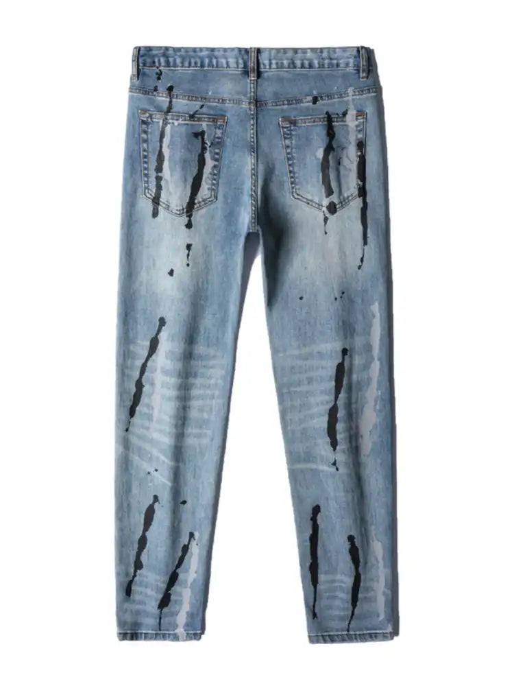 Men’s Splatter-Paint Style Slim Fit Jeans