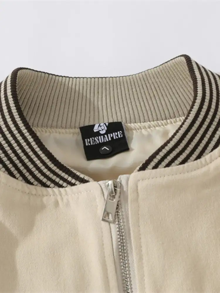 Men’s Striped Hem Zip Up Jacket