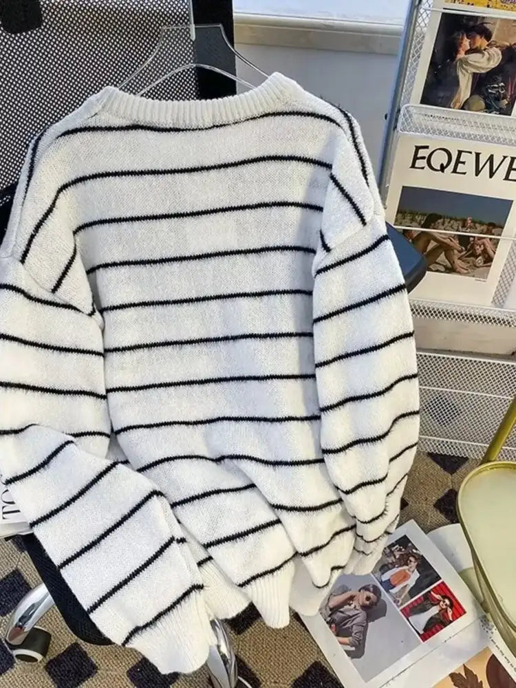 Men’s Striped Knit Long Sleeve Sweater
