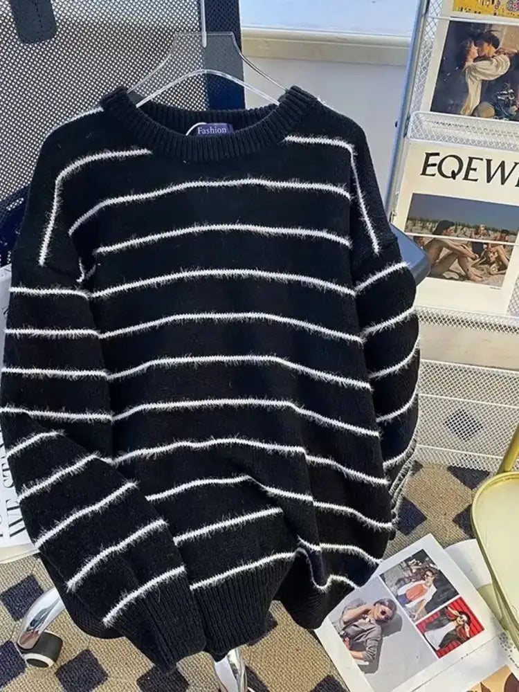 Men’s Striped Knit Long Sleeve Sweater