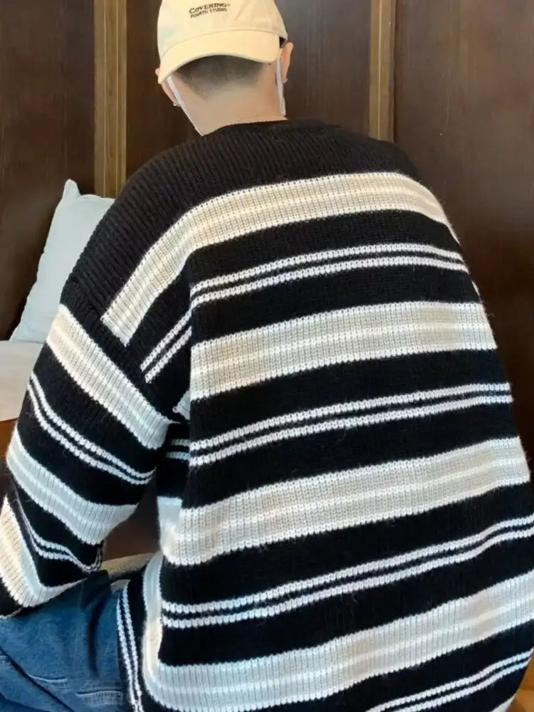 Men’s Striped Knit Pullover Sweater