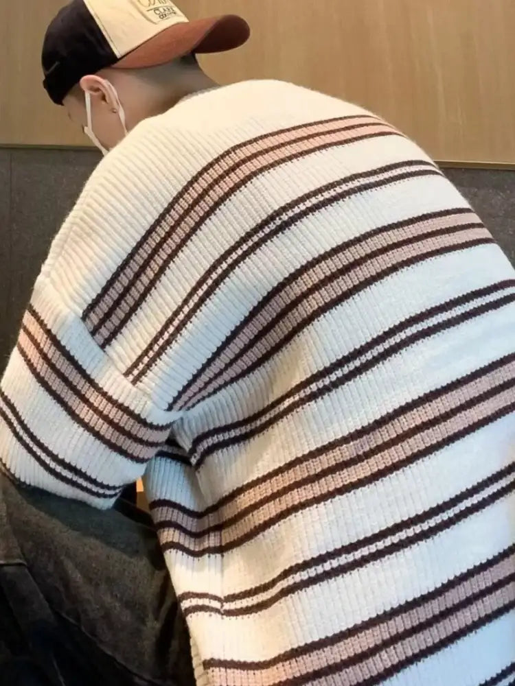 Men’s Striped Knit Pullover Sweater