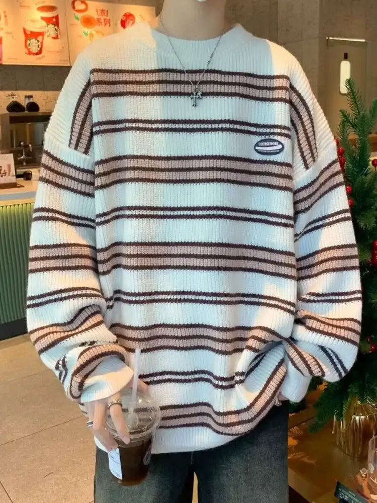 Men’s Striped Knit Pullover Sweater