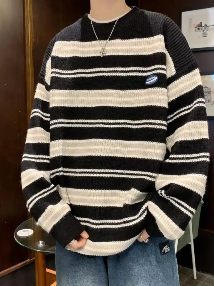 Men’s Striped Knit Pullover Sweater