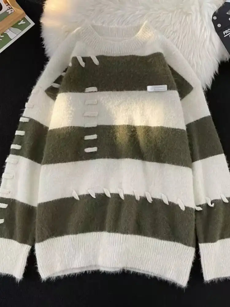 Men’s Striped Knit Round Neck Pullover