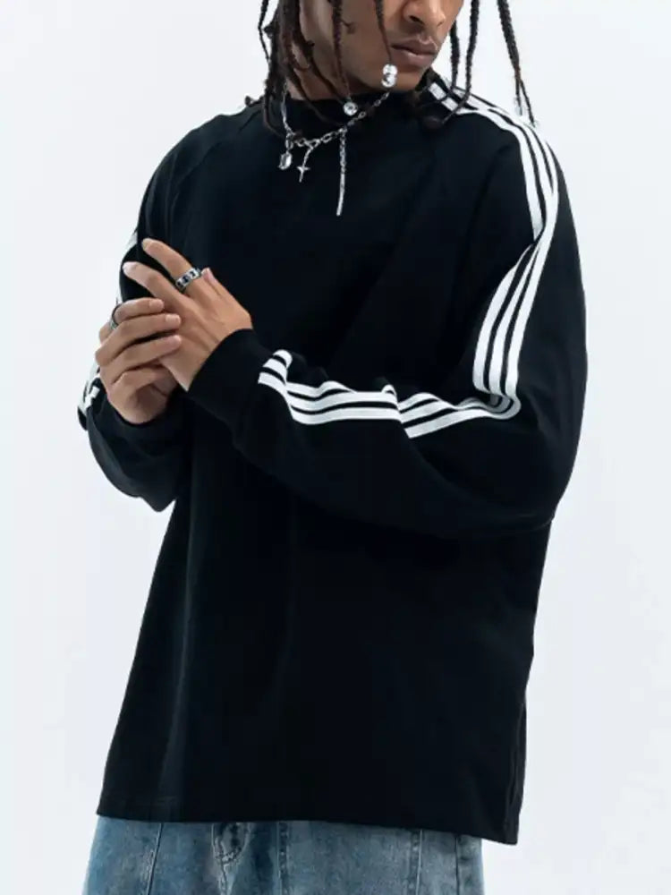 Men’s Striped Round Neck Long Sleeve T-Shirt