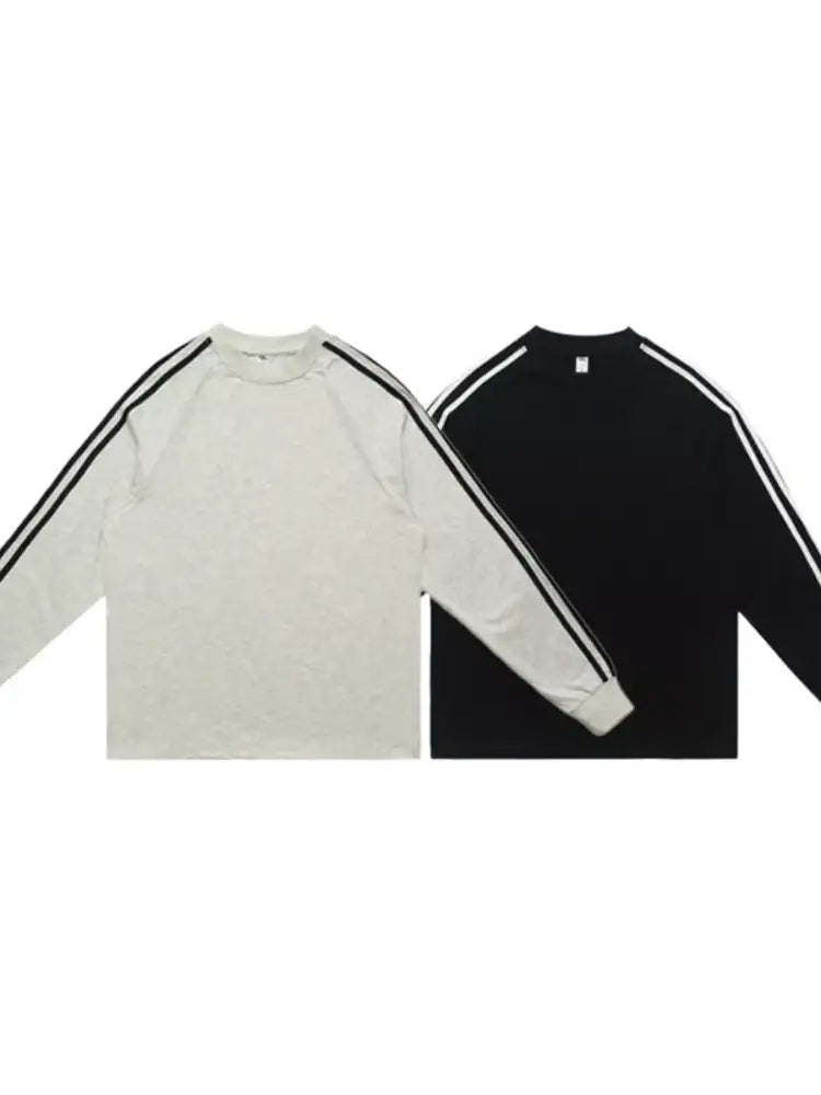 Men’s Striped Round Neck Long Sleeve T-Shirt