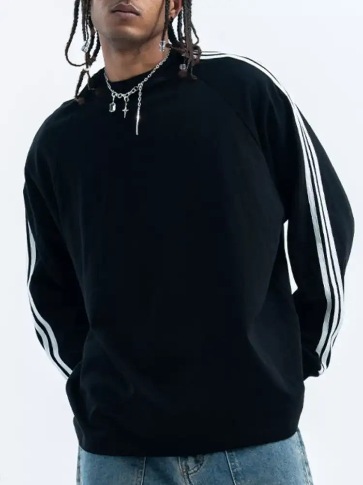 Men’s Striped Round Neck Long Sleeve T-Shirt