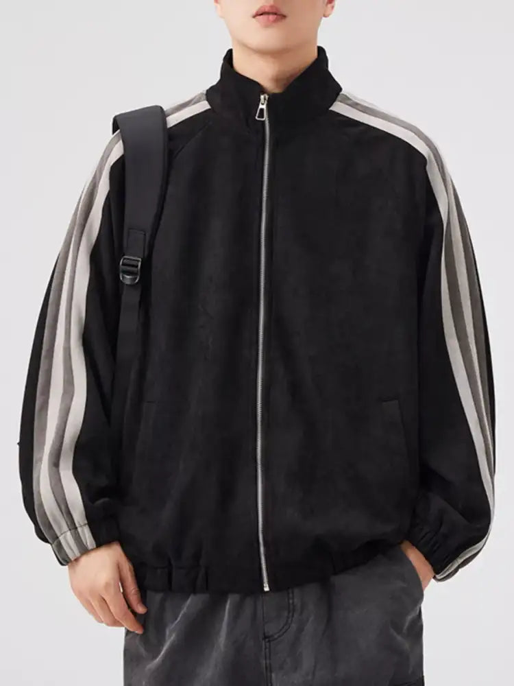 Men’s Striped Shoulder Zip Up Jacket