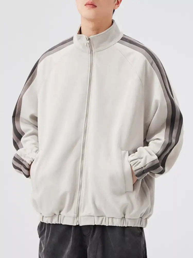 Men’s Striped Shoulder Zip Up Jacket