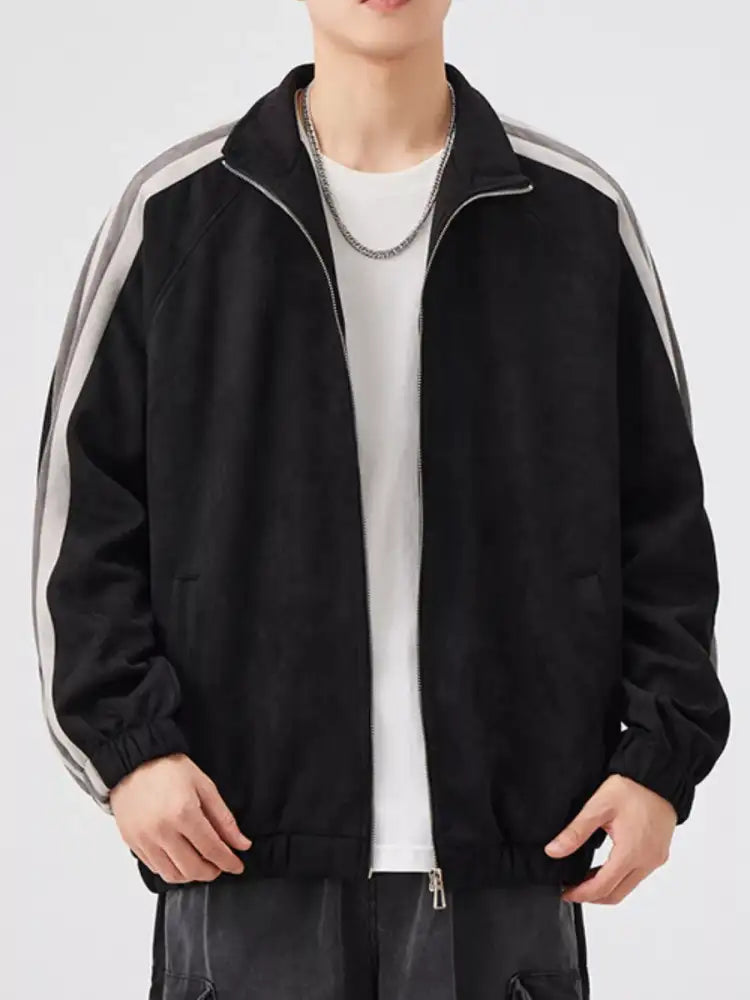Men’s Striped Shoulder Zip Up Jacket