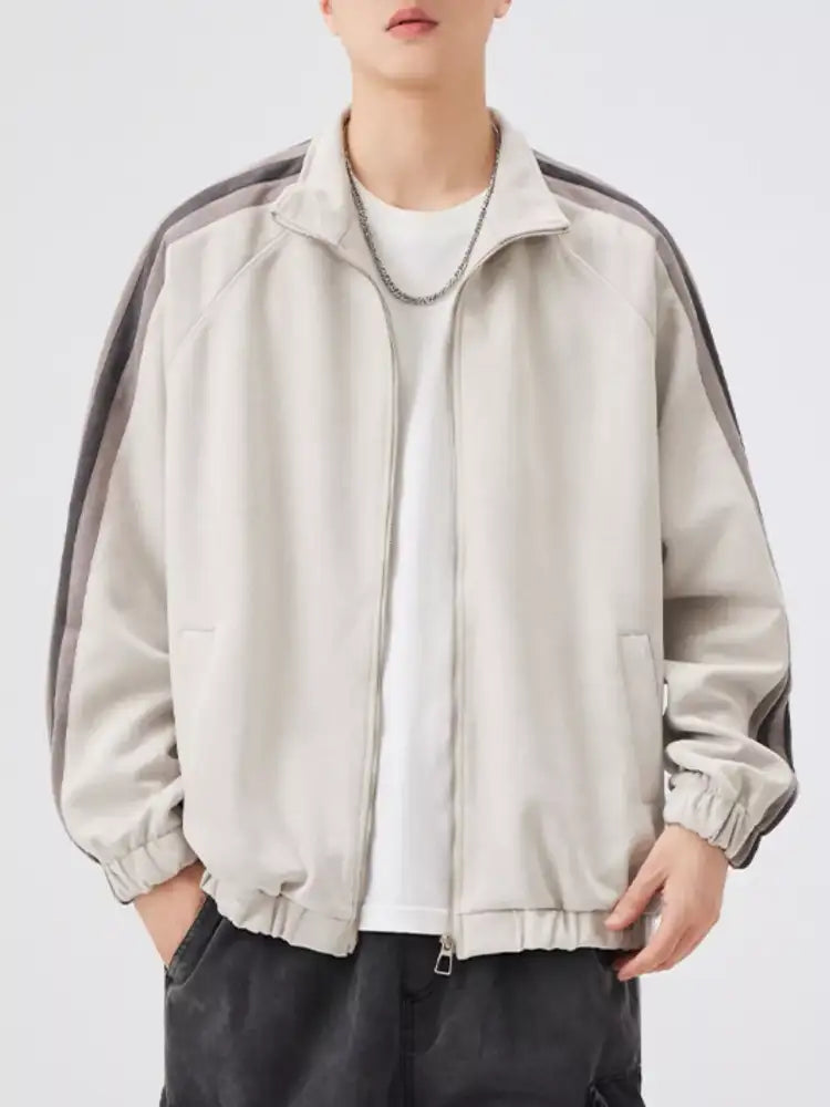 Men’s Striped Shoulder Zip Up Jacket