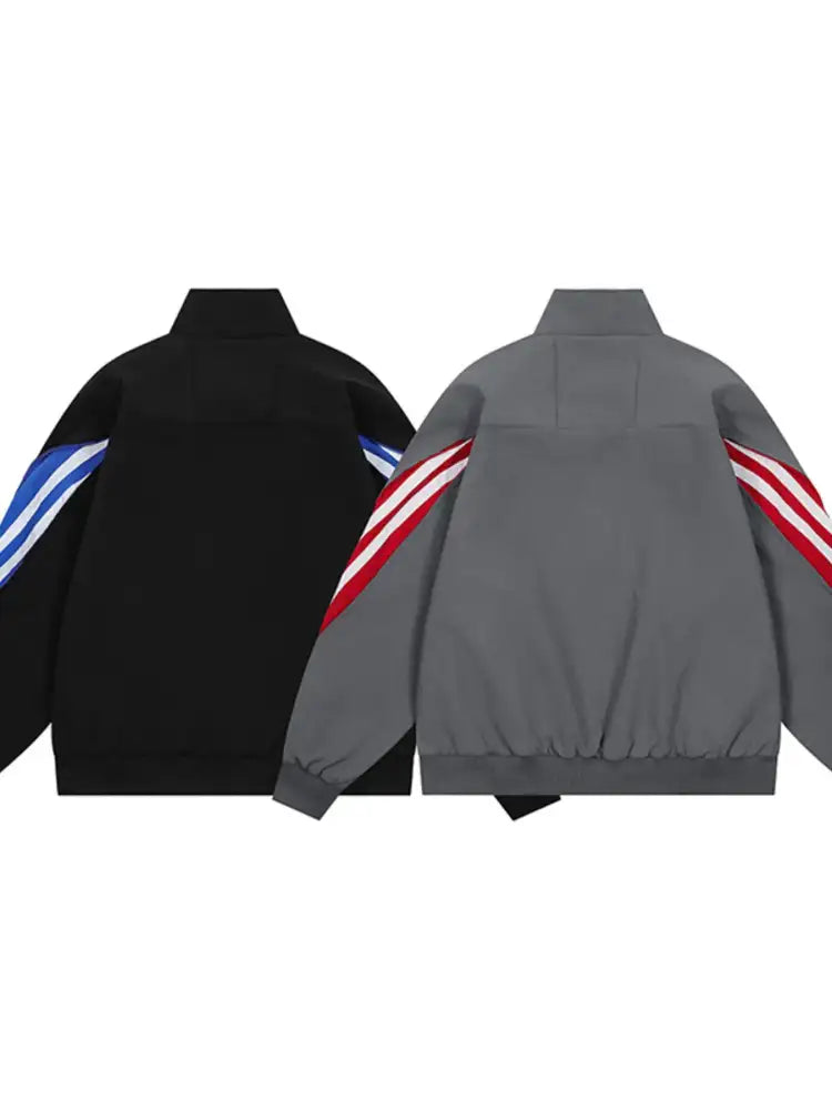 Men’s Striped Zip Up Long Sleeve Jacket