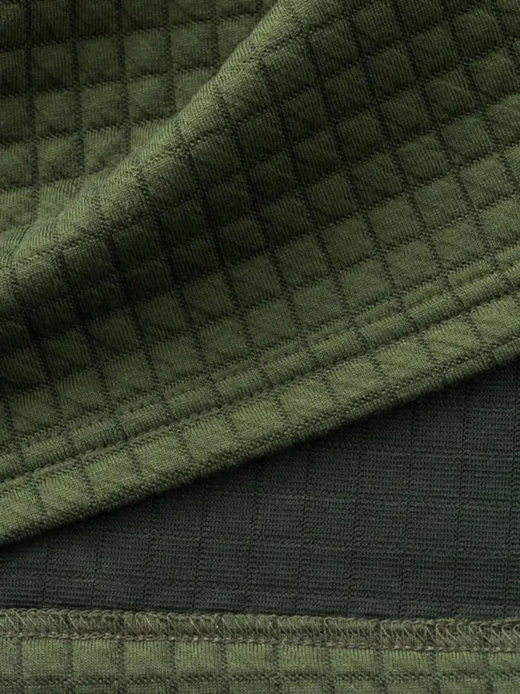 Men’s Textured Round Neck Top and Shorts Set - Green | olive green quilted fabric blanket