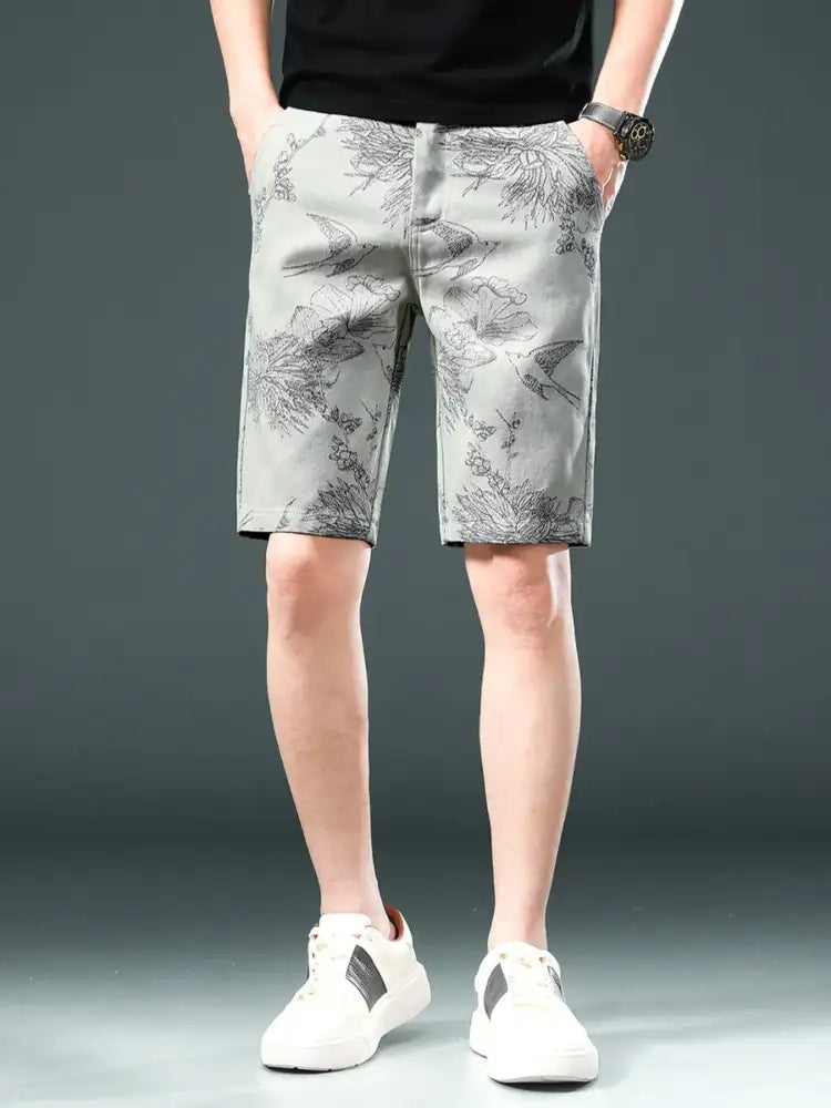 Men’s Tropical Palm Print Casual Shorts