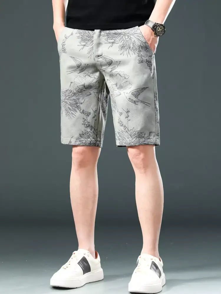 Men’s Tropical Palm Print Casual Shorts