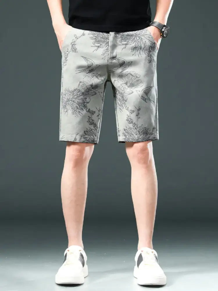 Men’s Tropical Palm Print Casual Shorts