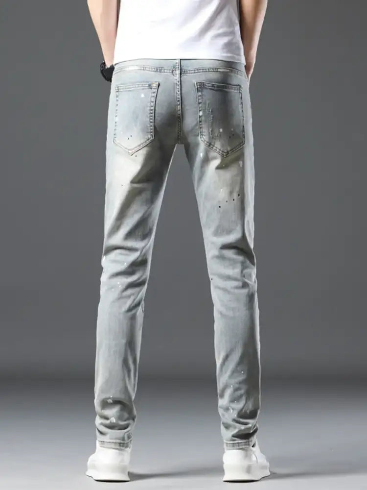Men’s Vintage Distressed Light Wash Skinny Jeans