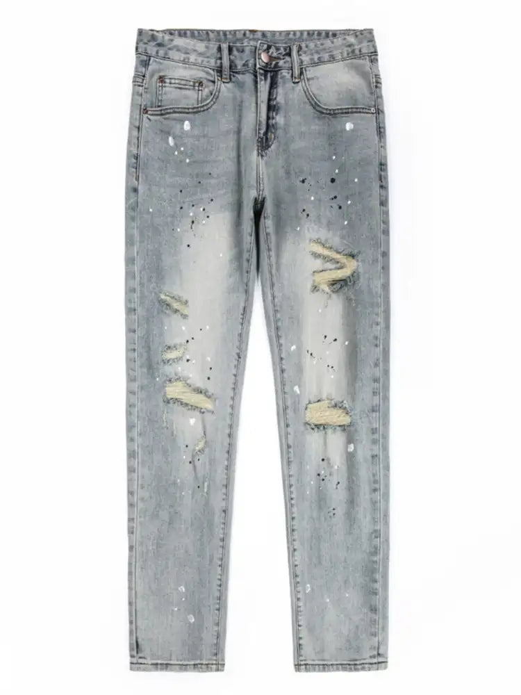 Men’s Vintage Distressed Light Wash Skinny Jeans