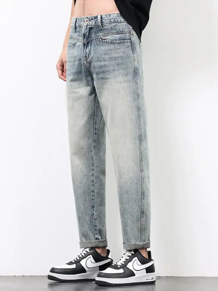 Men’s Vintage Distressed Straight Leg Jeans