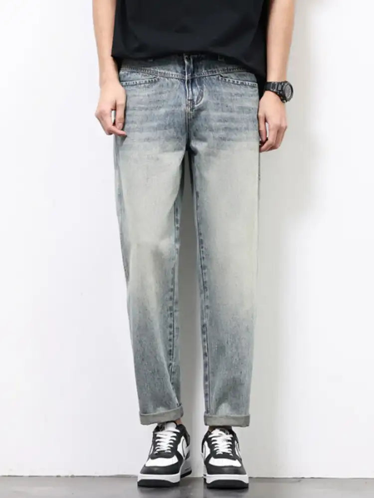 Men’s Vintage Distressed Straight Leg Jeans