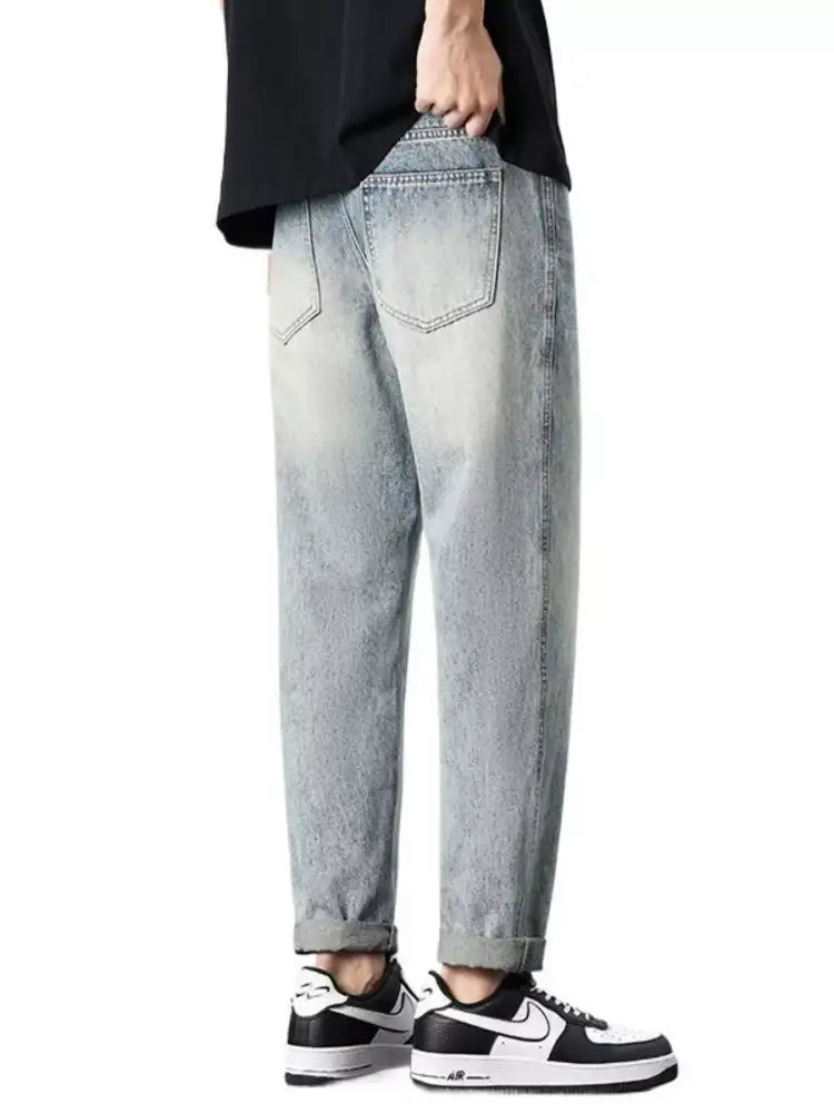 Men’s Vintage Distressed Straight Leg Jeans
