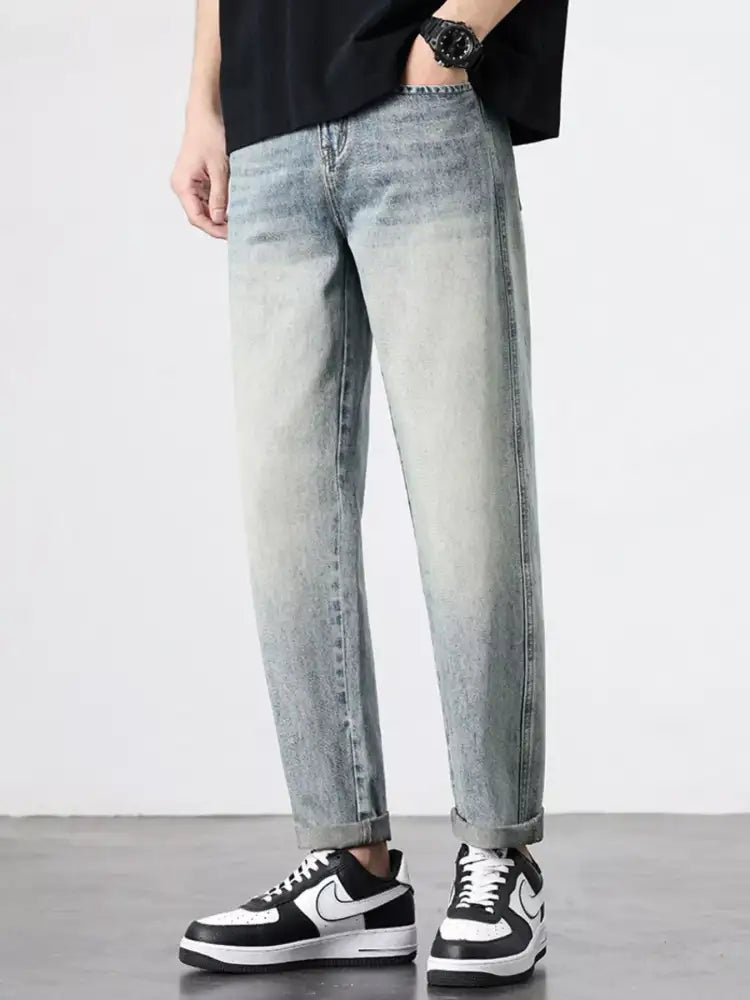Men’s Vintage Distressed Straight Leg Jeans