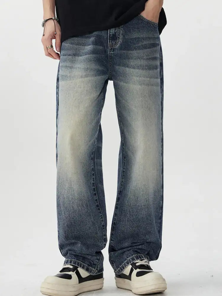Men’s Vintage Wash Wide Leg Jeans